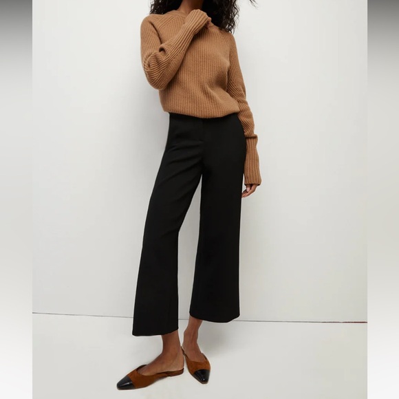 THE KOOPLES Wool Wide Leg Cropped Pants in Black Size S
